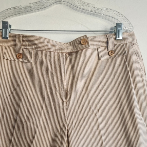 NWT Talbots Cropped Tan Stripped Cotton/Spandex Ankle Length Pants size 14 - Picture 2 of 11